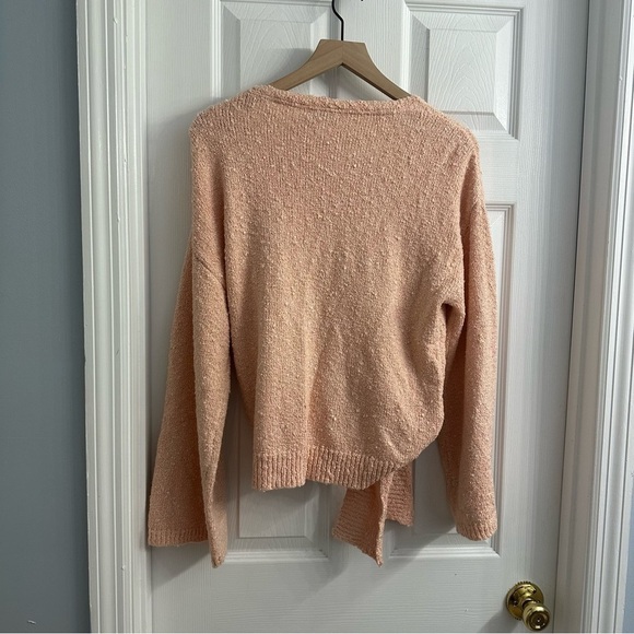 Mon Renn Sweater Knit Pink Flare Sleeve Tie Front Balletcore Size Small New - Picture 4 of 8